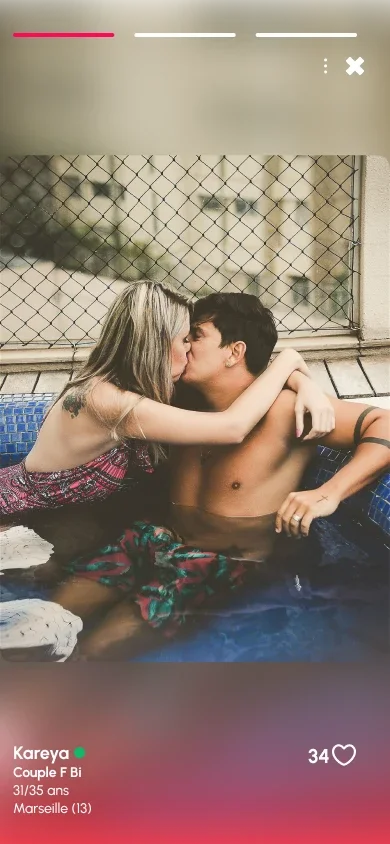 Sexy Story d’un couple sur Gleese, avec son profil et ses likes