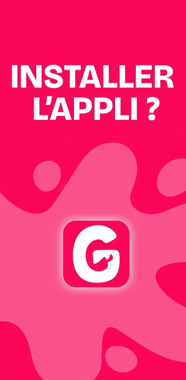 Animation « Installer l'appli ? » de Gleese sur fond rose